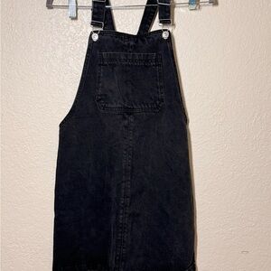 Topshop Black Denim Overall Dress Pinafore Adjustable Straps Size US 4